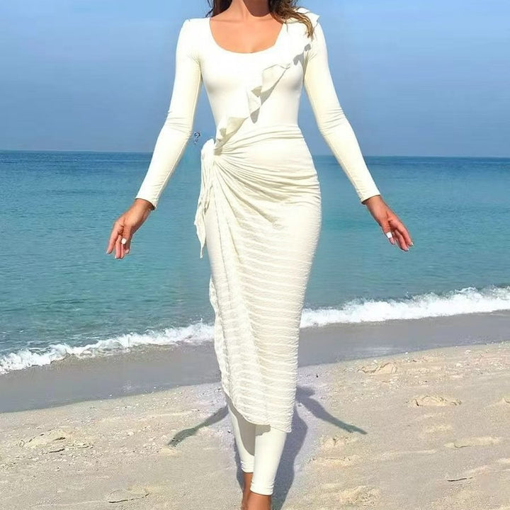 Dame Elegant sommerkjole med indpakningslook Skovae
