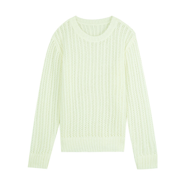Dame let strikket sweater med fin maske struktur og rund halsudskæring Stilla
