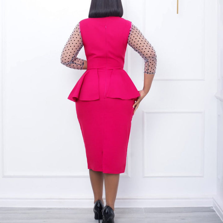 Dame elegant Peplum-kjole med moderne prikkemønsterærmer Stilla