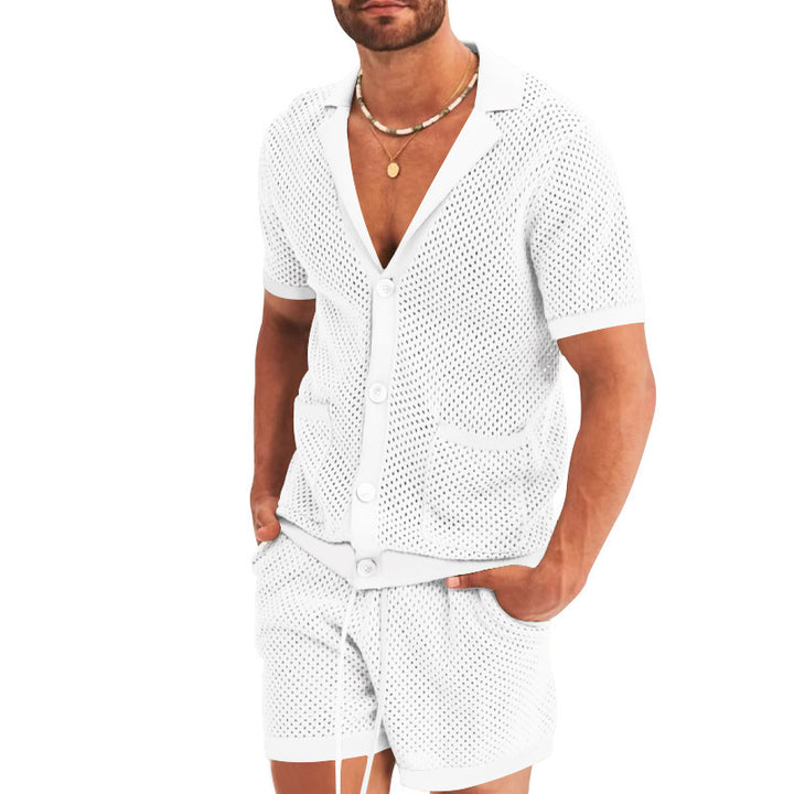 Herre Åndbart Fritidssæt med struktureret Overdel og Shorts Stilla