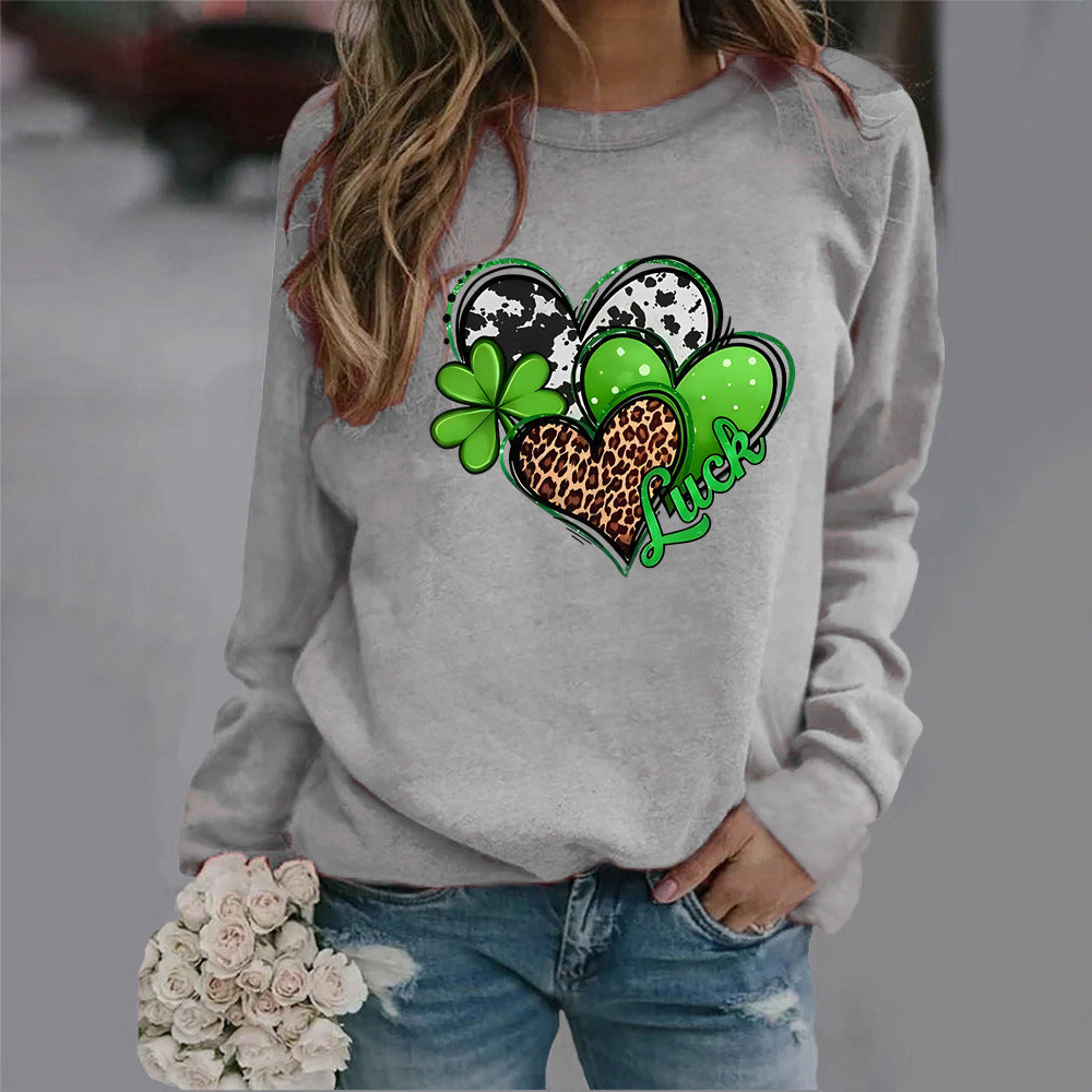 Kvinders sweatshirt med kreativ hjerte-design og iøjnefaldende motiv Stilla