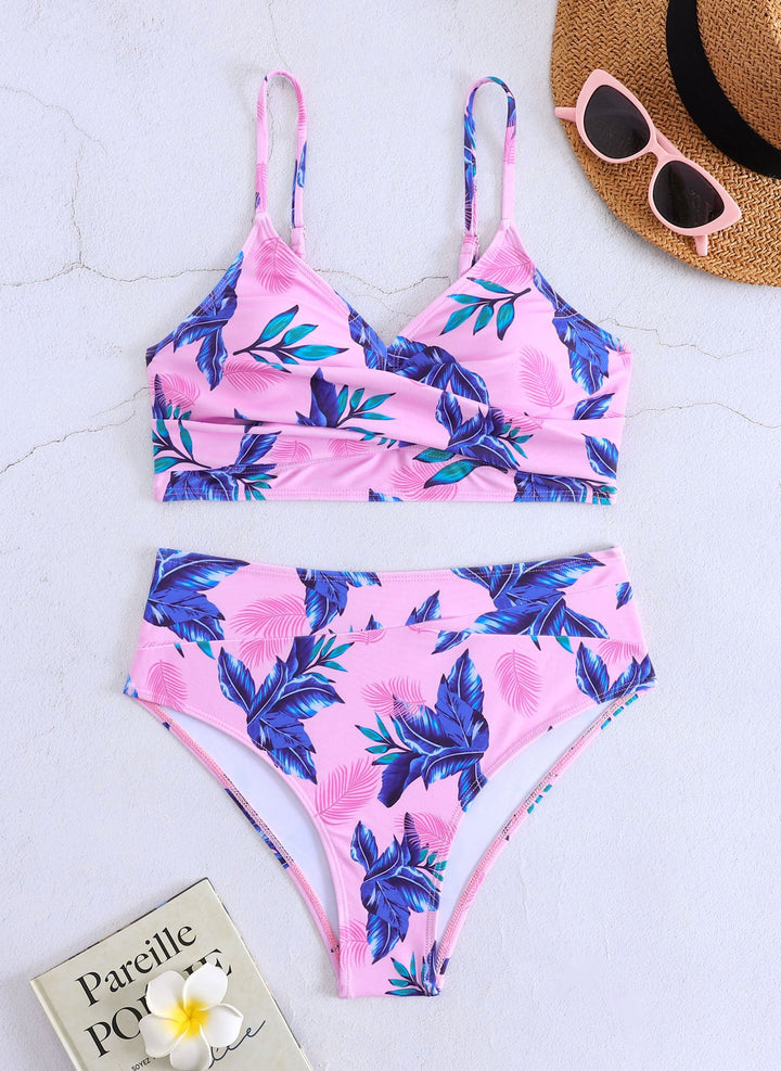 Dame bikini-sæt med blomstret design og justerbare stropper Skovae