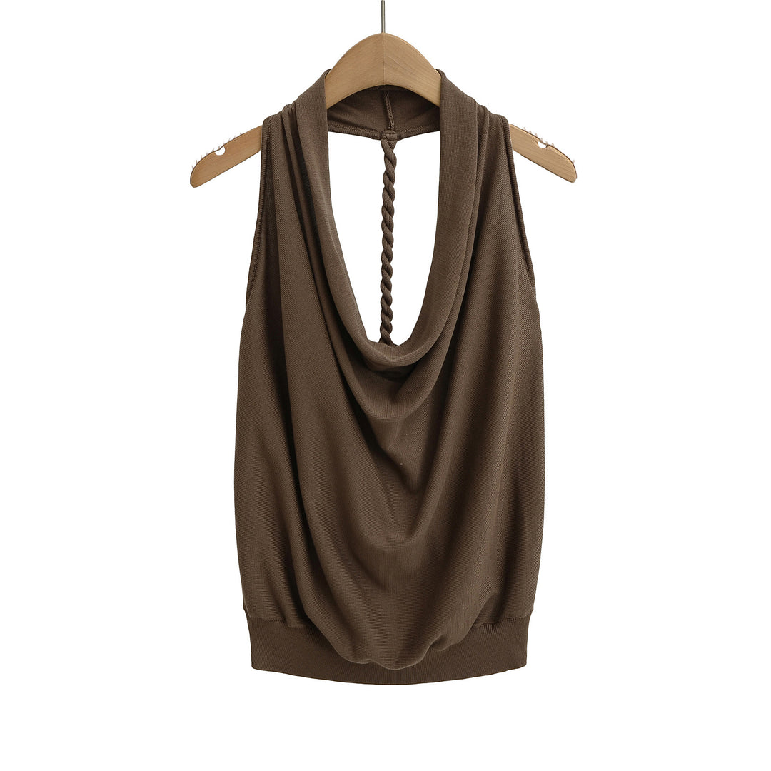 Dame ærmeløs drape-top med elegant rygudskæring og afslappet bånd Stilla