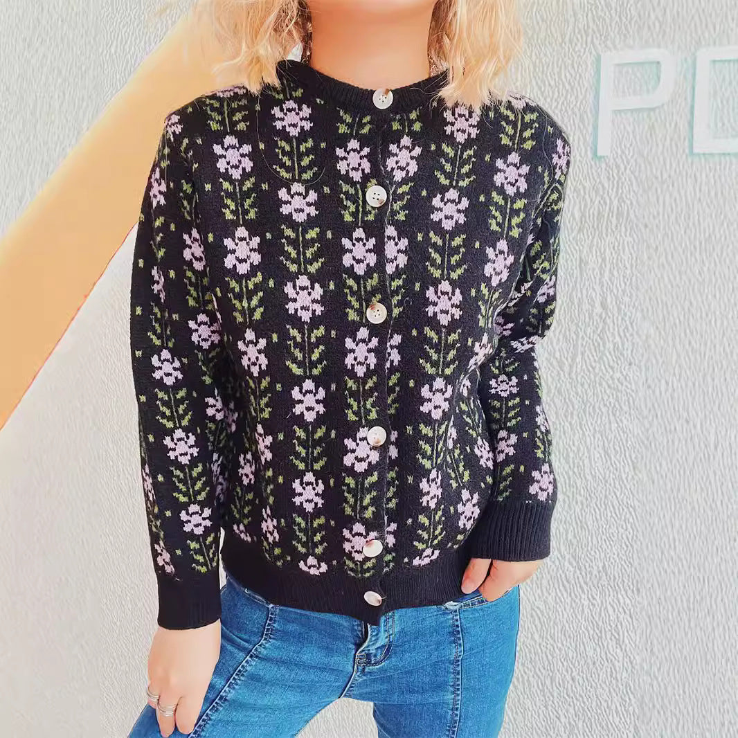 Kvinder hyggelig cardigan med blomster mønstre Stilla