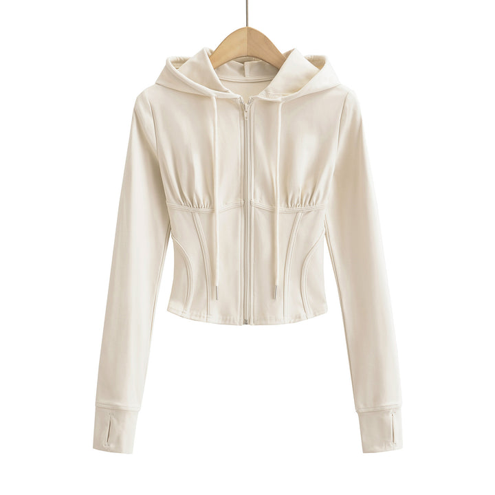 Dame sporty cropped jakke med hætte og tætsiddende silhuet Stilla