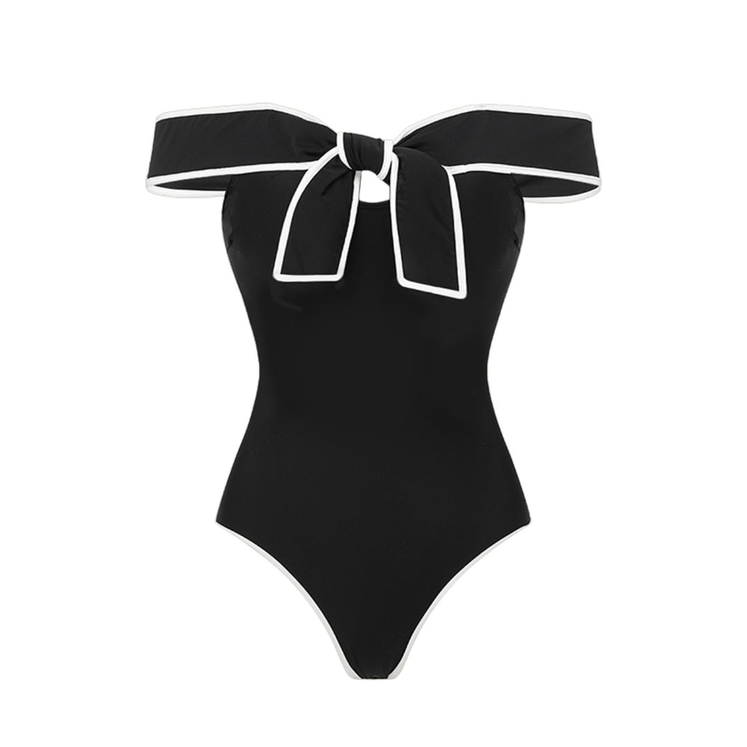 Dame Off-Shoulder Badebeklædning med Indpakningsnederdel Skovae