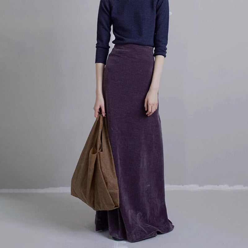 Dame elegant midi nederdel lavet af højkvalitets velour Stilla