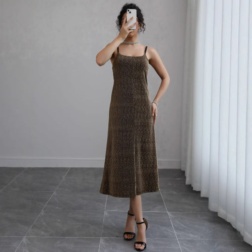 Dame Elegant Strik-Midi-Kjole Stilla
