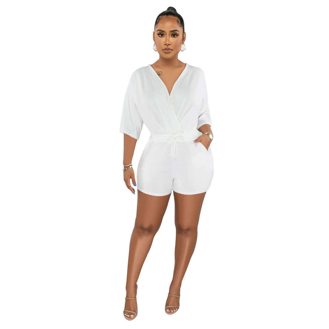 Dame Elegant Playsuit med indpaknings-look og afslappet ribkant Stilla