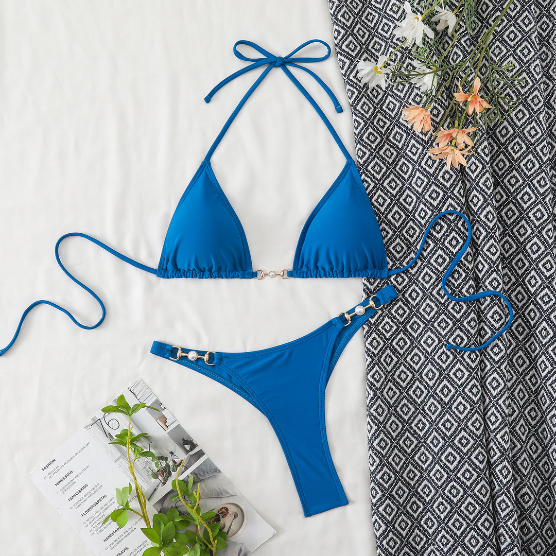 Dame Triangel-Bikini med elegante dekorationer Skovae