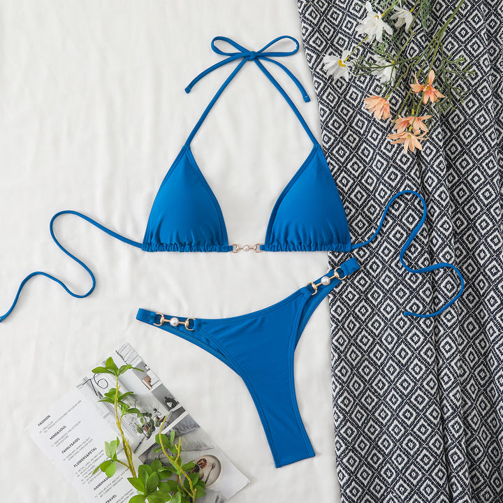 Dame Triangel-Bikini med elegante dekorationer Skovae