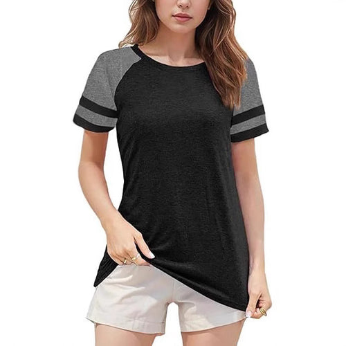Dame sporty T-shirt med raglanærmer og moderne striber Stilla