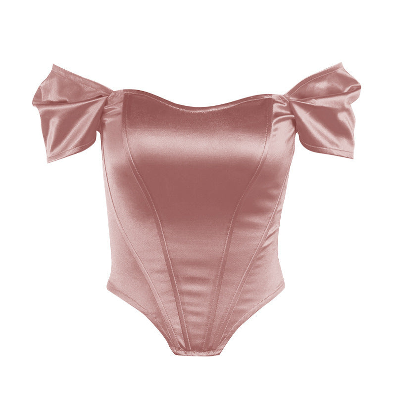 Dame Off-Shoulder Satin Bodysuit Stilla