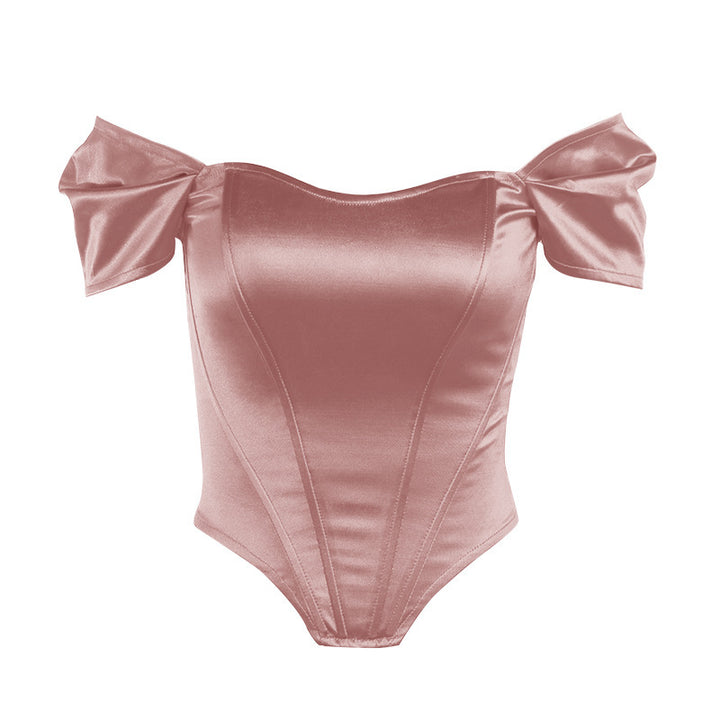 Dame Off-Shoulder Satin Bodysuit Stilla