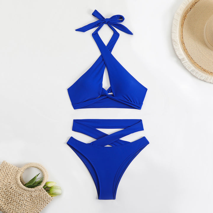 Dame bikini sæt med justerbare stropper og elegant krydsdesign Skovae