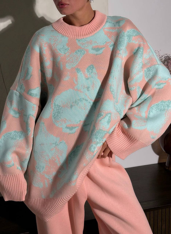 Kvinders hyggelige sweatshirt med trendy blomstermotiv Stilla