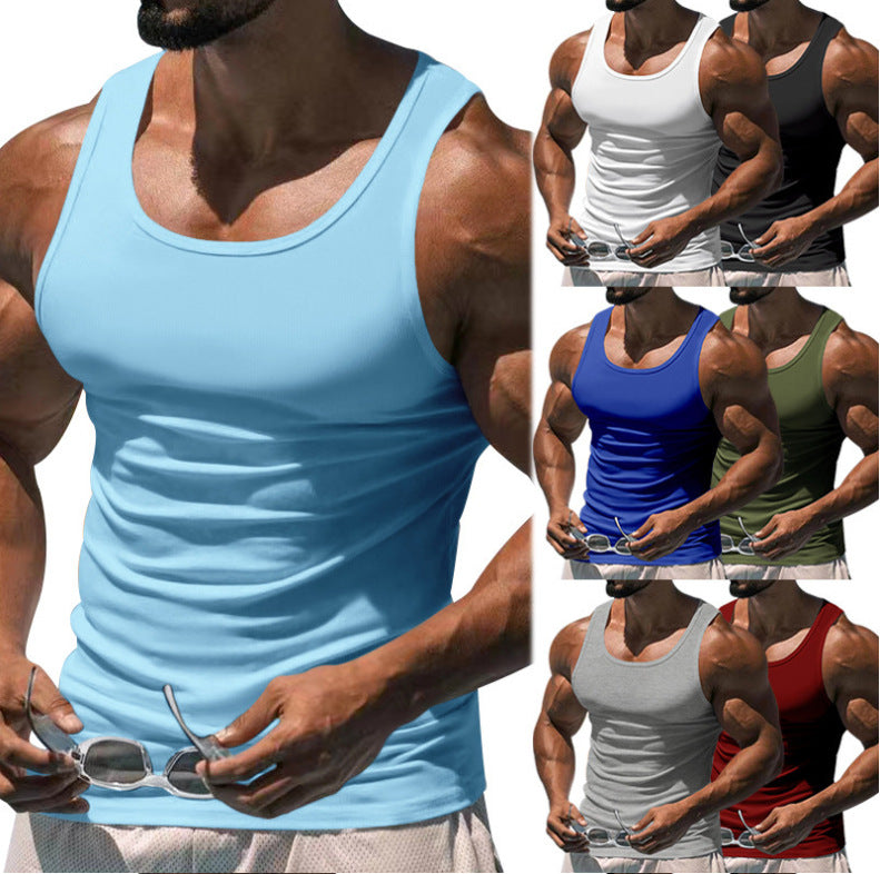 Herren nan figurbetonet funktionelt tanktop med høj armudskæring og stretch jersey Skovae