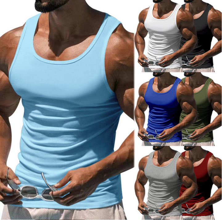 Herren nan figurbetonet funktionelt tanktop med høj armudskæring og stretch jersey Skovae