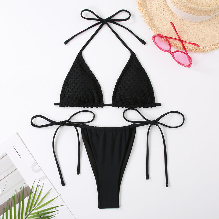 Dame Triangel-Bikini med raffineret mesh-design og justerbare bindebånd Stilla