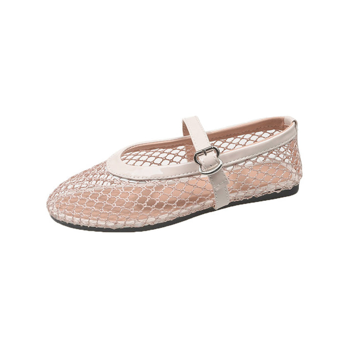 Dame Ballerinas i netstof med rem Stilla