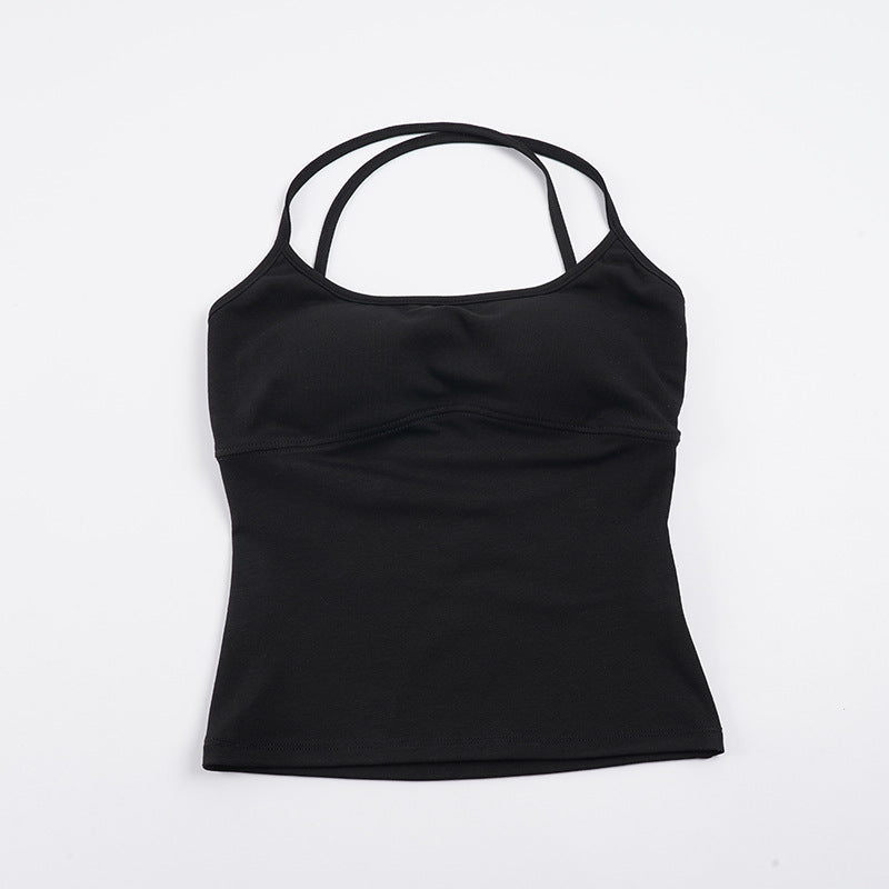 Dame Sporty spaghetti straps top med figursygende detaljer Skovae