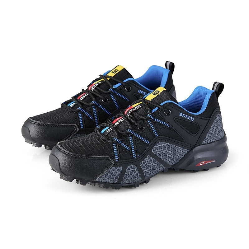 Herren nan robust Trailrunning- og Outdoor-sneakers med grepvennlig multiterræn-profil sål, forstærket tåhætte og bungee-snøring Skovae