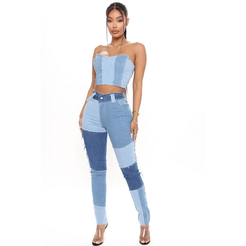 Dame Patchwork Jeans med moderne snit og kreative detaljer Stilla