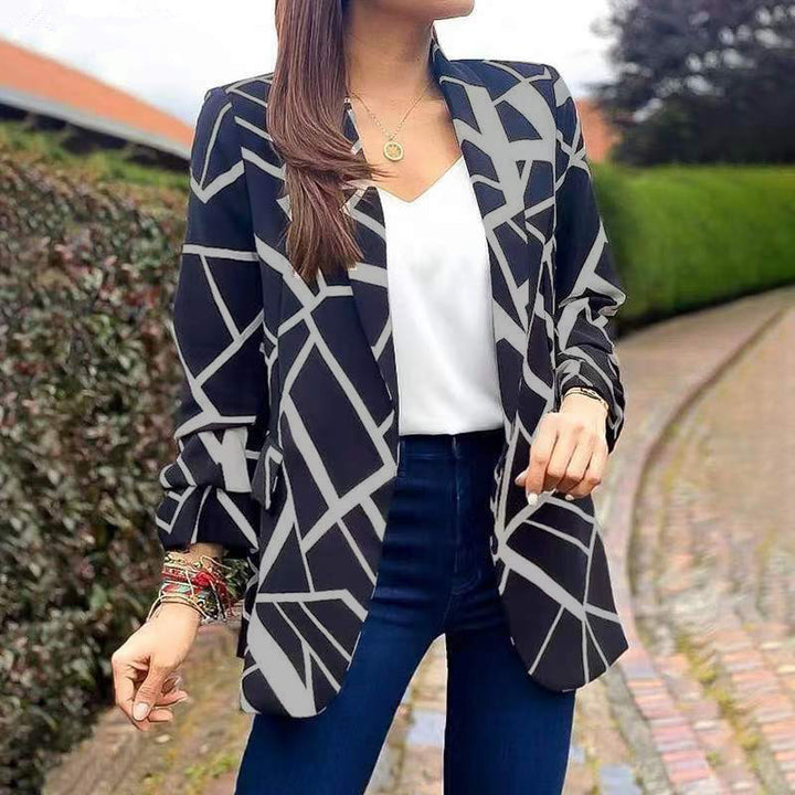 Dame Blazer med moderne geometrisk mønster og afslappet pasform Stilla