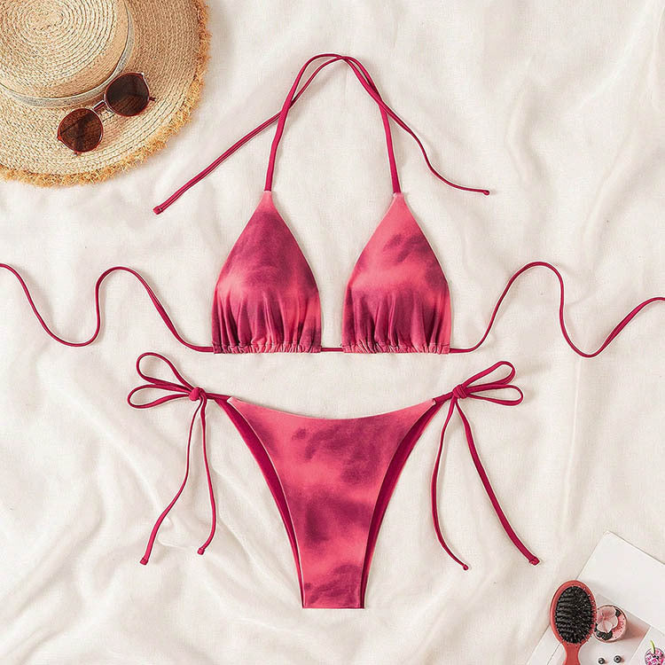 Dame Triangel Bikini med justerbare bindebånd og raffineret flæse-design Skovae