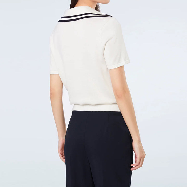Dame polo shirt med maritim krave og smart knapdetalje Stilla