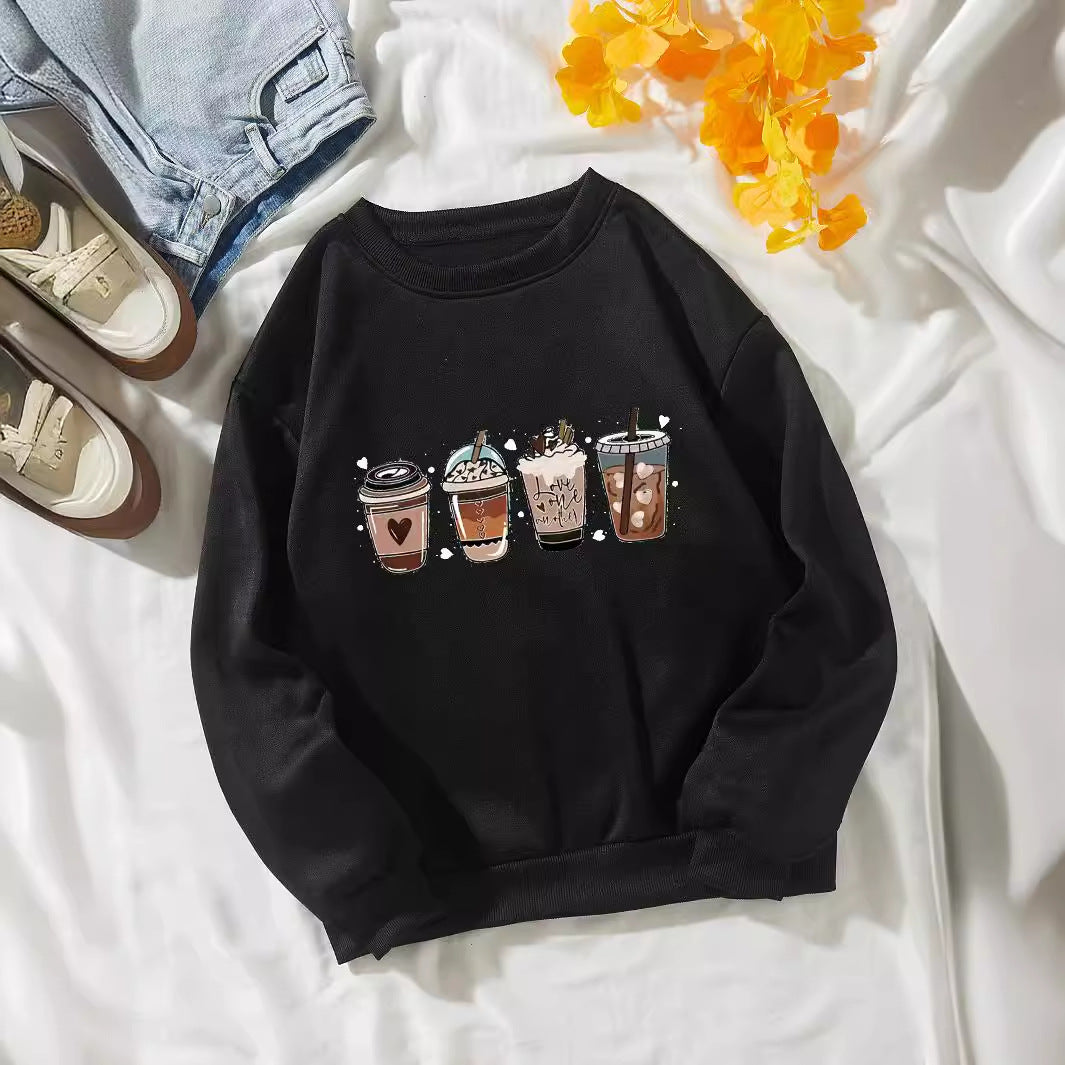 Kvindernes Komfortable Sweatshirt med Kaffemotiv Skovae