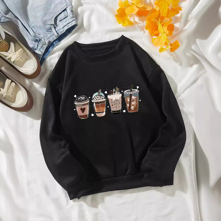 Kvindernes Komfortable Sweatshirt med Kaffemotiv Skovae