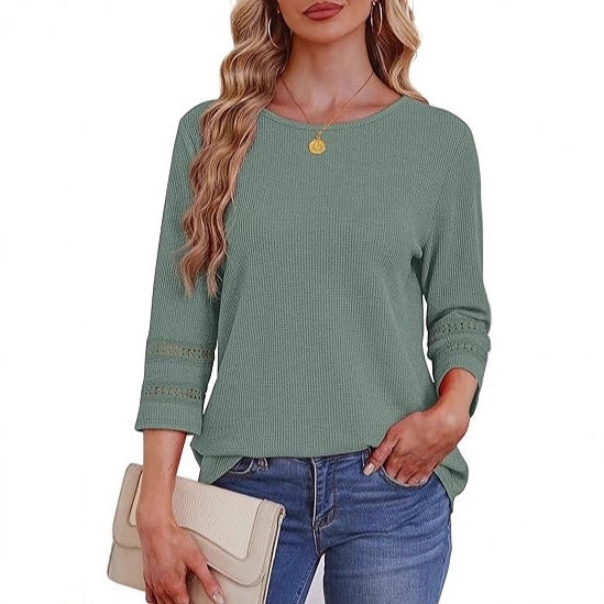 Damer casual langærmet top med lace detaljer Stilla