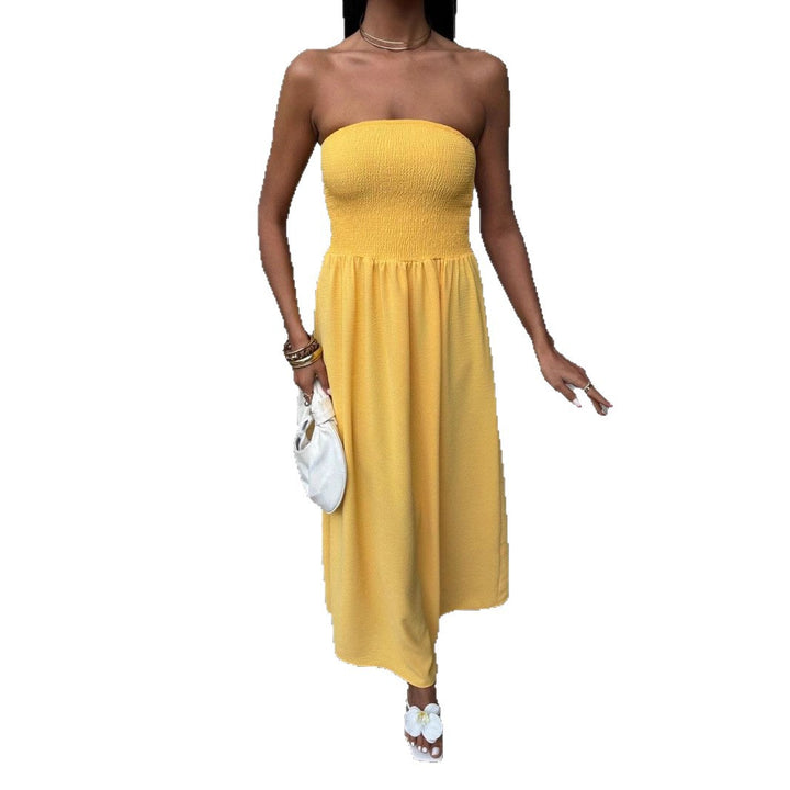 Dame Strapless Maxi Kjole med samlede overdækning Stilla