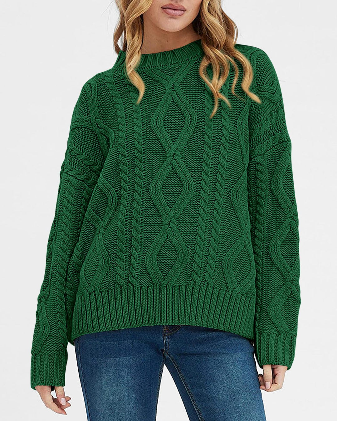 Kvinnernes chunky strikkede sweater med kabeldesign Stilla