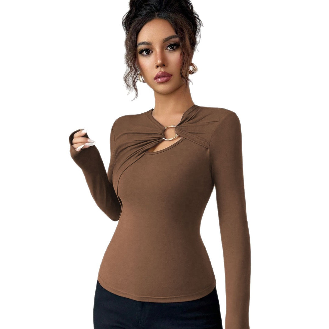 Kvinders bodysuit med dekorativt binding detail og trendy rund halsudskæring Stilla