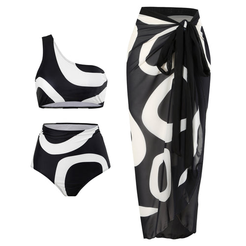 Dame bikini sæt med asymmetrisk top og elegant omslagsskjørt Skovae