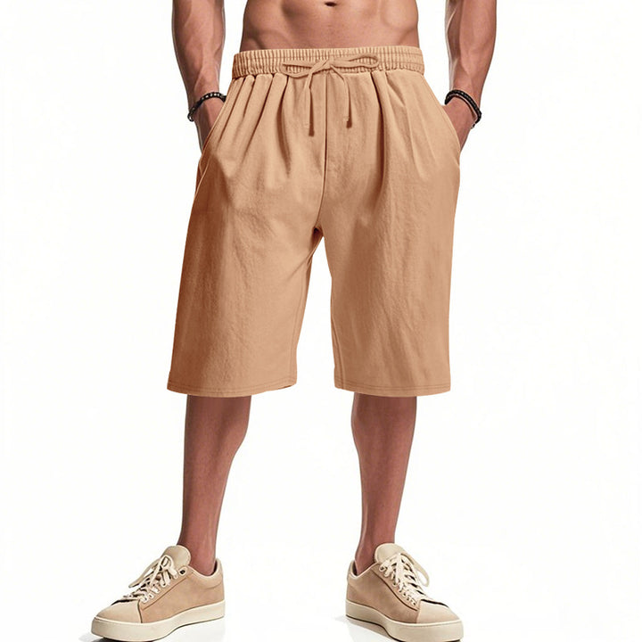 Herre nan afslappede bermudashorts i bomuldsblanding med elastisk livline snor og sidelommer Skovae