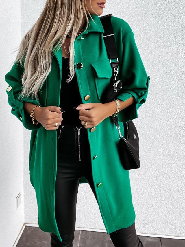 Kvinders Oversized Skjortejakke med Praktiske Lommer og Fashionabel Snit Stilla