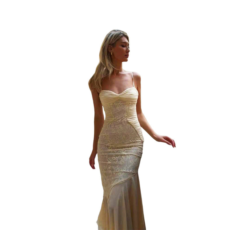Damer Elegant Vinkle Kjole med Rynker og Asymmetrisk Nederdel Skovae
