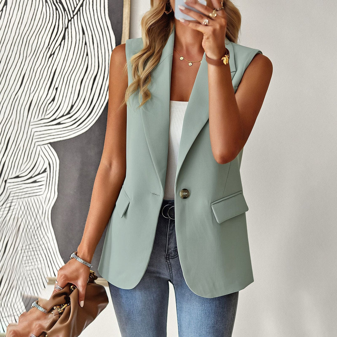 Dame Casual Blazer Uden Ærmer med Taljeret Snit og Elegante Lommer Skovae