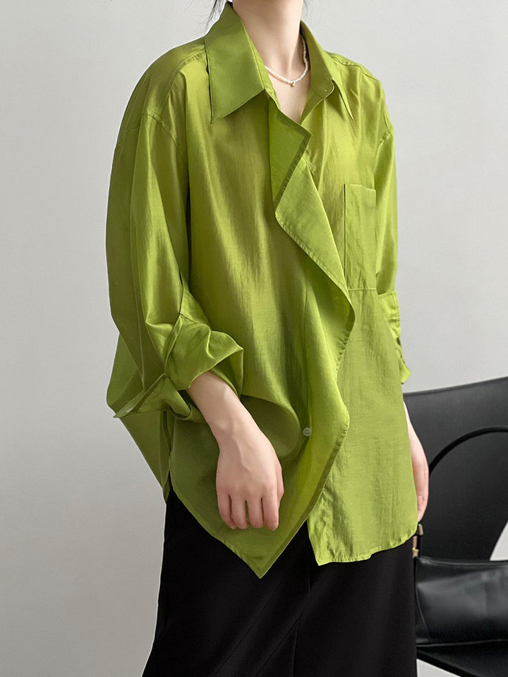 Dame afslappet bluse med oversized snit og fin struktur Stilla