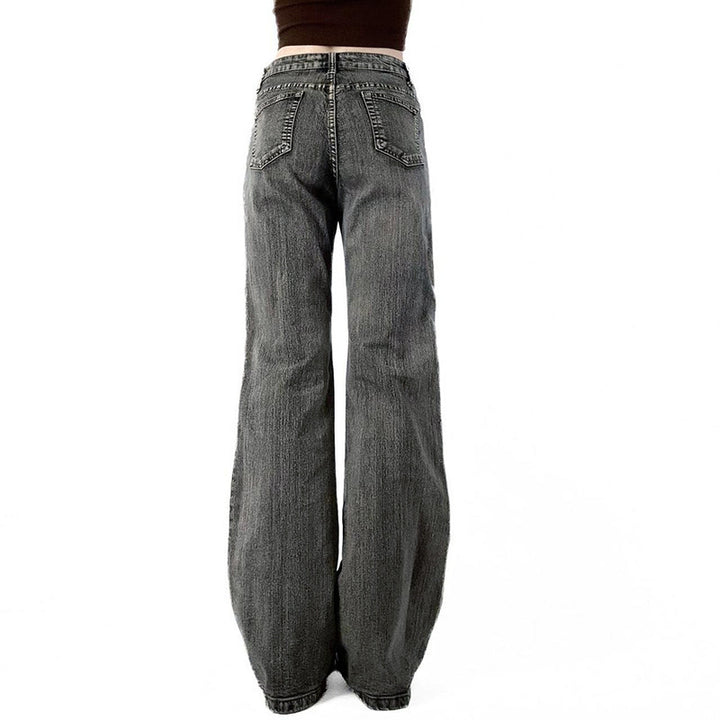 Dame Flared Jeans med floralt broderidesign Skovae