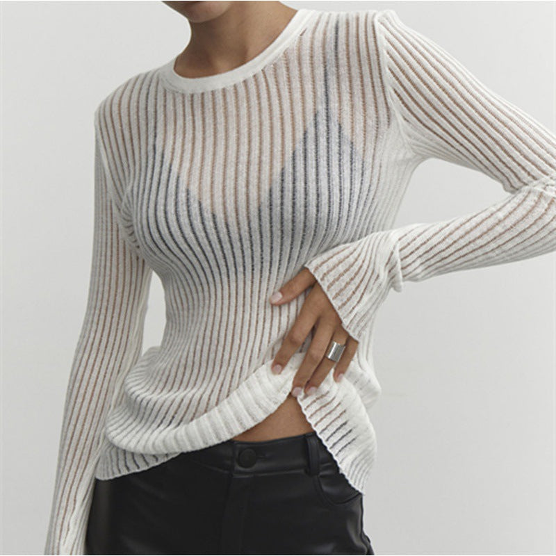Dame Finrib-top med bred bluse-snit Stilla