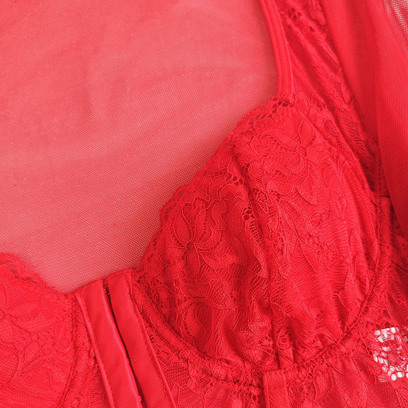 Dame spids-bustier med detaljeret mesh og elegant lynlås Stilla