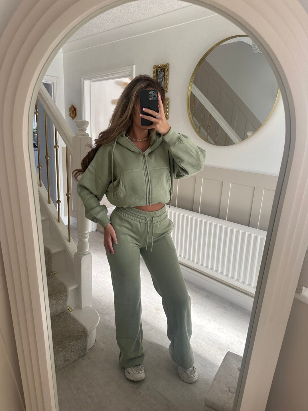 Kvinder casual zip hoodie og loose fit joggingbukser sæt Skovae