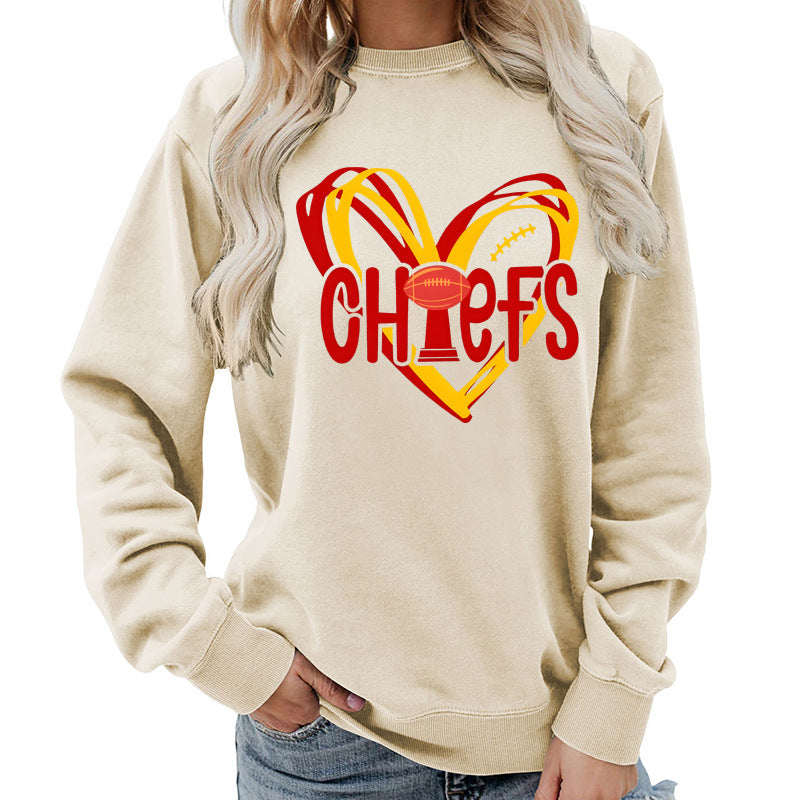Kvinders sweatshirt med hjerte-design og kreative sportsgrafikker Stilla