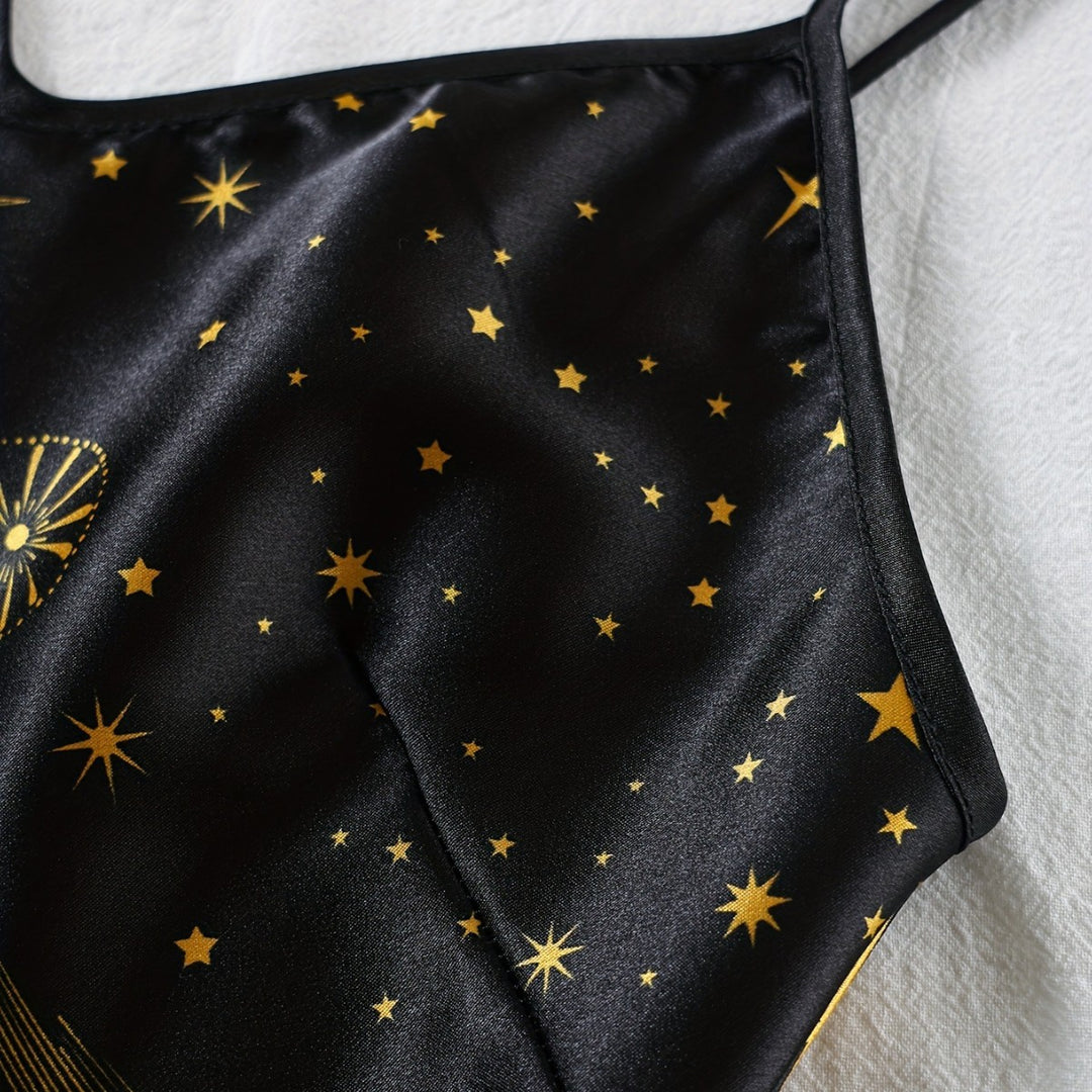 Femme Celestial Satin Nattøj Sæt med Kimono Morgenkåbe Stilla