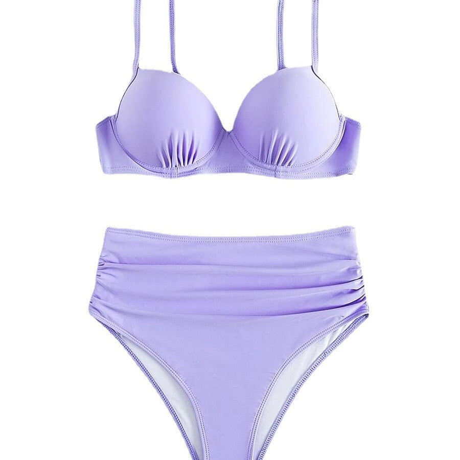 Dame højtaljeret bikini med polstrede toppe og justerbare stropper Skovae
