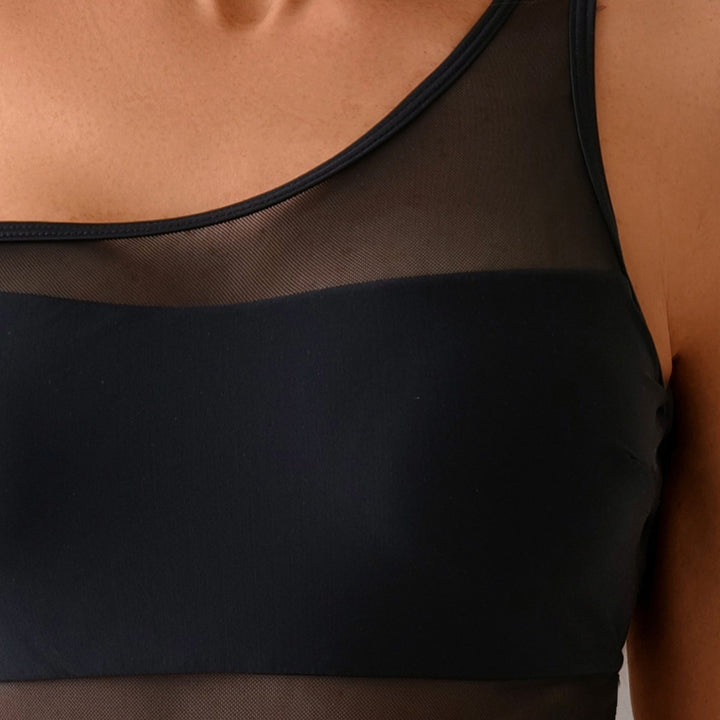 Damer sportlig one-piece med transparente indsatser Skovae